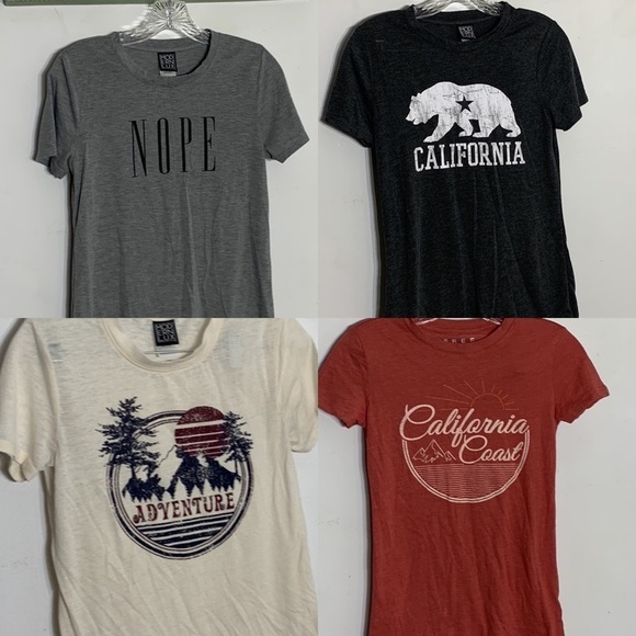 Bundle 4 short sleeve crewneck graphic t-shirts xs women’s casual lot - Picture 1 of 11